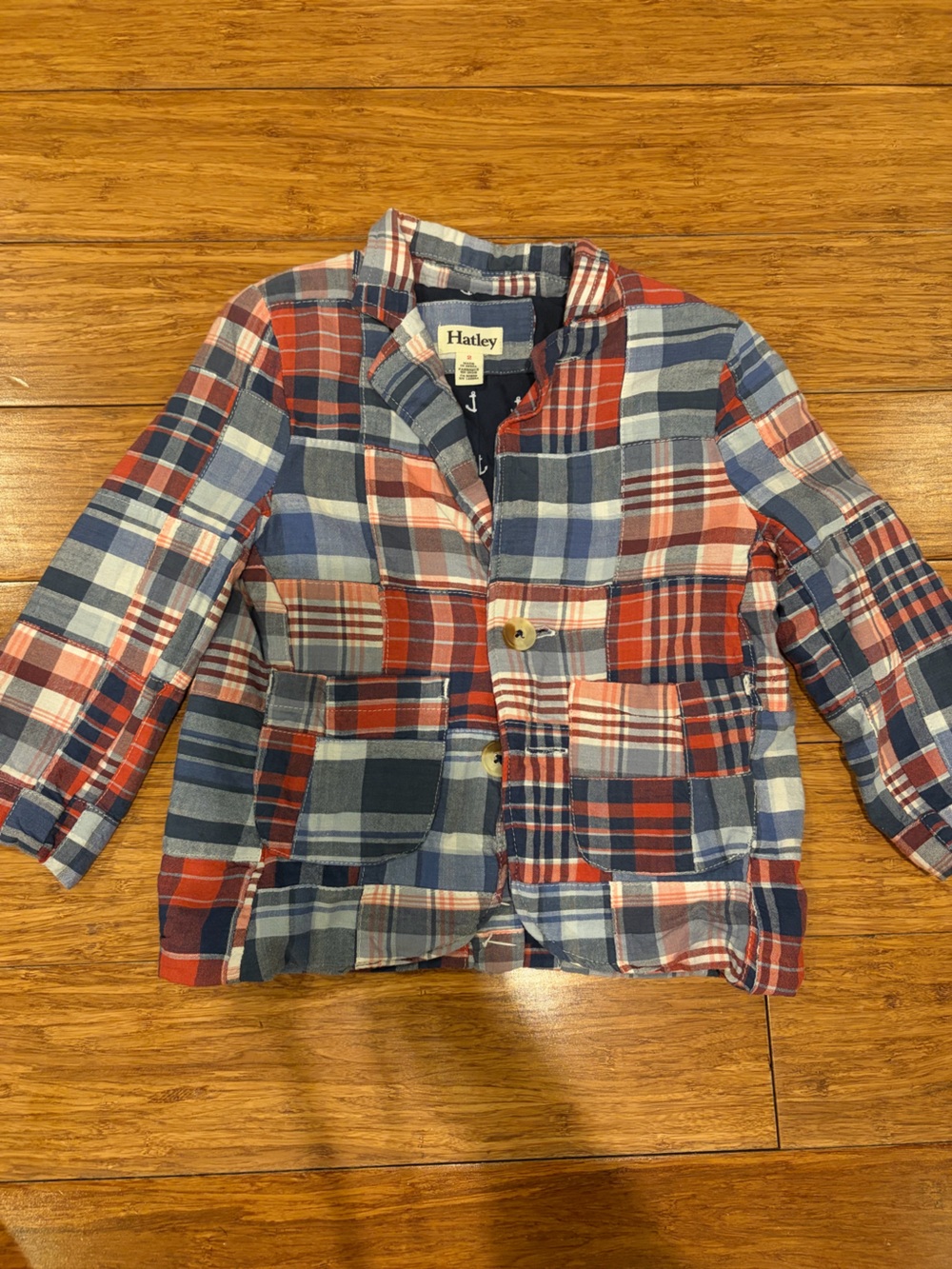 GUC hatley Red, Navy & Light Blue Plaid Button-Front Kids Shirt Jacket